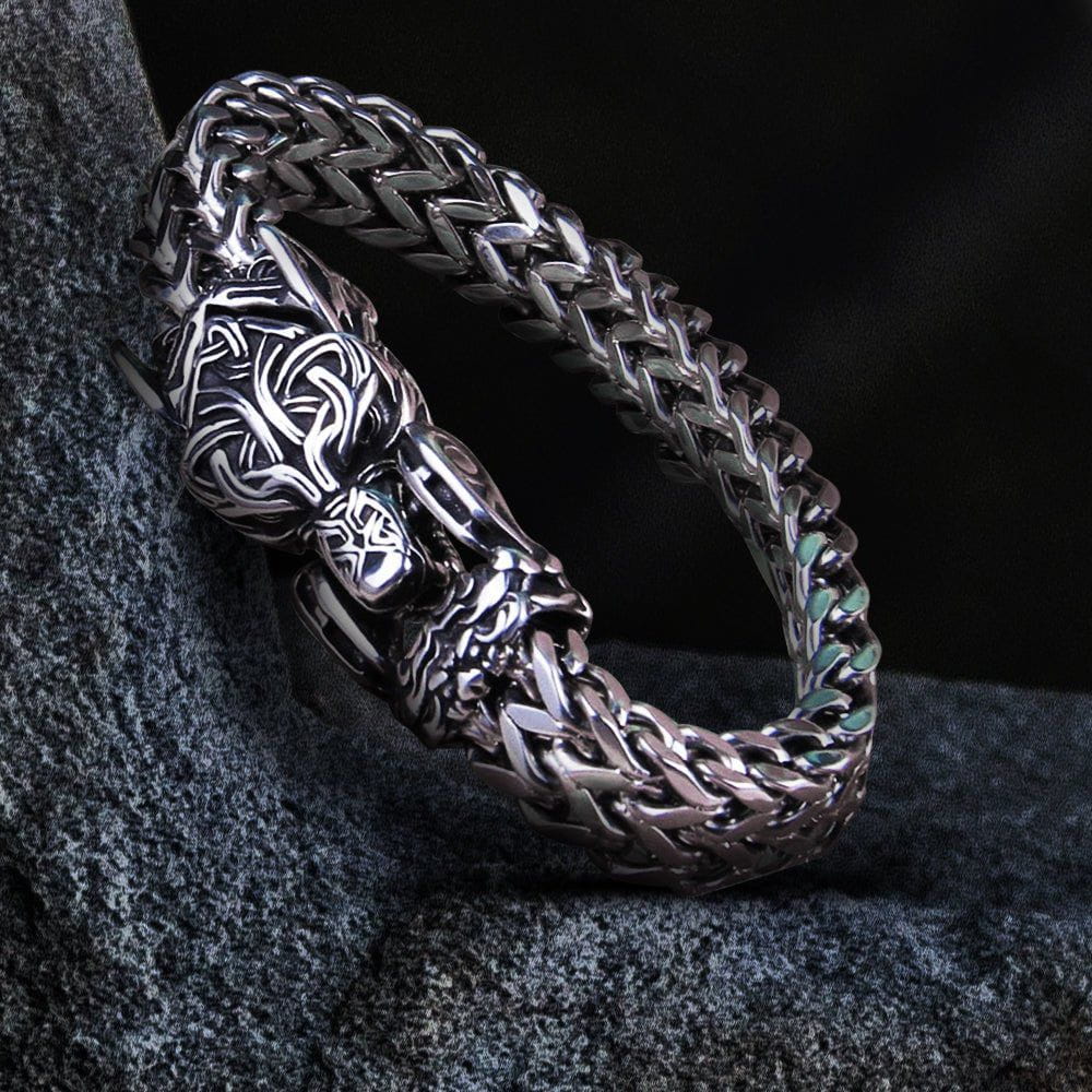 Buy Large Silver Viking Wolf Head Bracelet/torc Norse Mythology Fenrir  Wolves Bracelet Online in India - Etsy