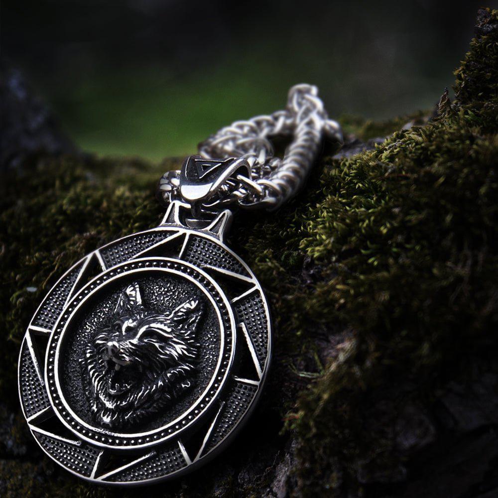 Fenrir Wolf of Ragnarok Medallion Talisman Necklace