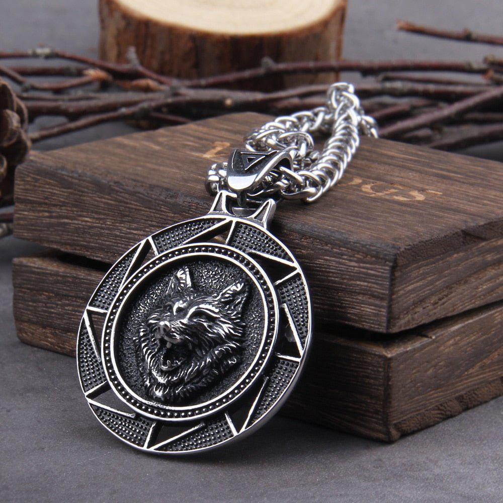 Fenrir Wolf of Ragnarok Medallion Talisman Necklace