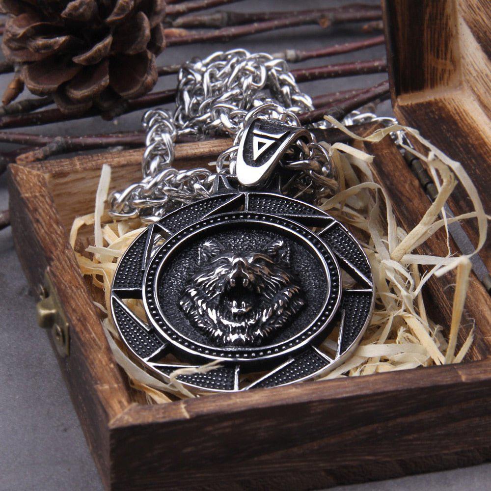 Fenrir Wolf of Ragnarok Medallion Talisman Necklace