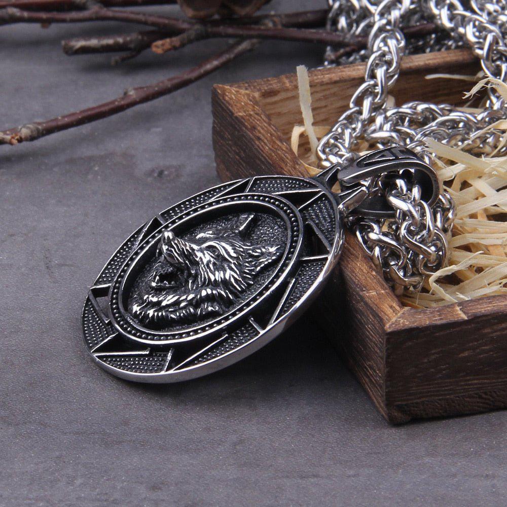 Fenrir Wolf of Ragnarok Medallion Talisman Necklace
