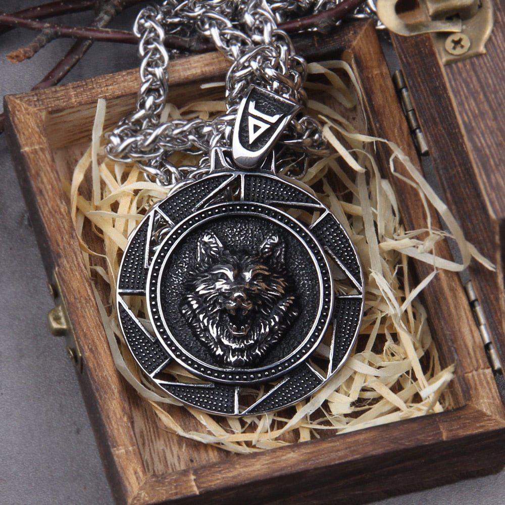 Fenrir Wolf of Ragnarok Medallion Talisman Necklace