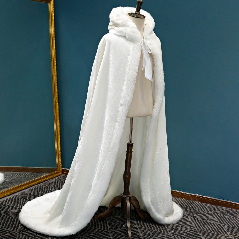 Fur-Lined Winter Viking Hooded Cloak | Viking Warrior Co. Ivory