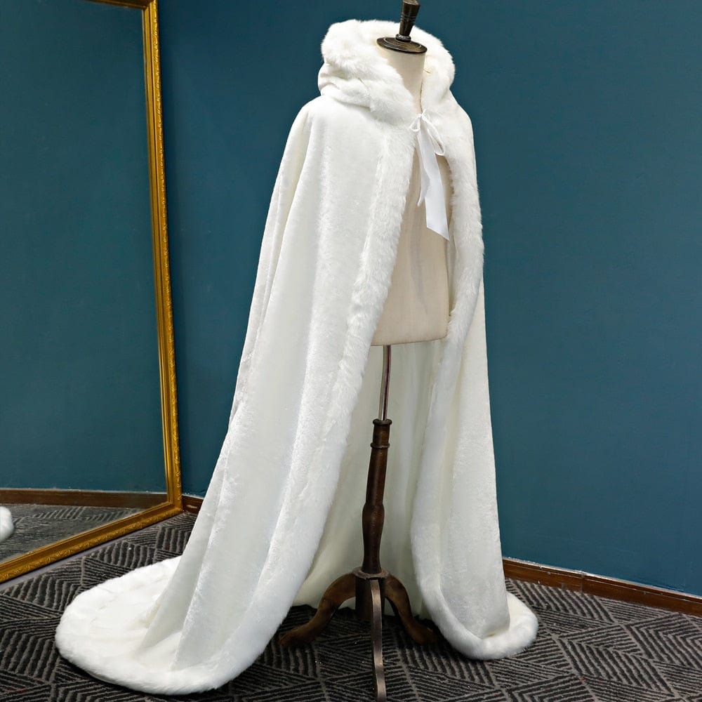 Fur-Lined Winter Viking Hooded Cloak Front