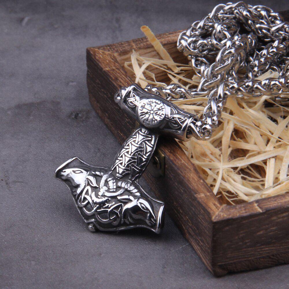 Goats of Odin Thor’s Hammer Mjolnir Pendant Necklace