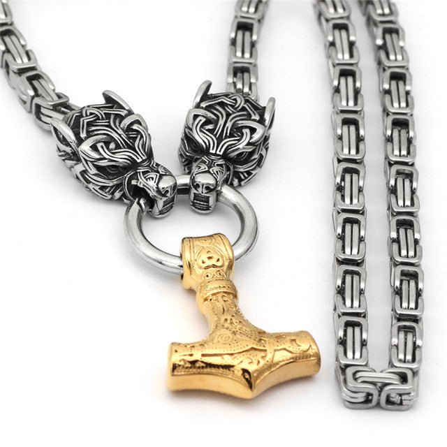 Gold Fenrir Wolf Chain Necklace