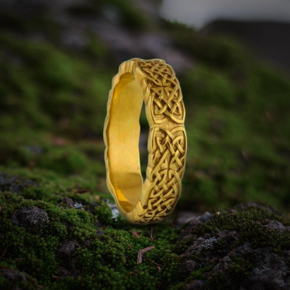 Gold Norse Ornament Ring Unique Jewelry-1