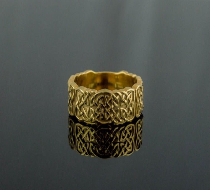Gold Norse Ornament Ring Unique Jewelry-3