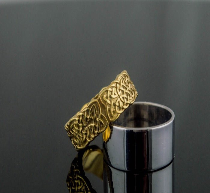 Gold Norse Ornament Ring Unique Jewelry-4