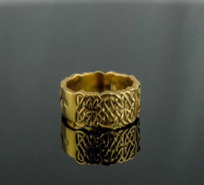 Gold Norse Ornament Ring Unique Jewelry-5