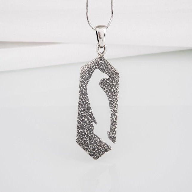Handcrafted 925 silver Raven pendant with gems and ornament, unique Viking jewelry-4
