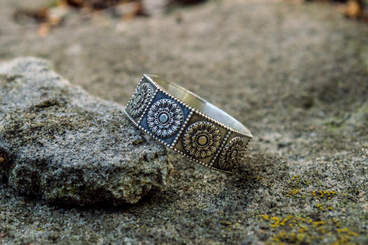 Handmade Ring with Ornament Sterling Silver Unique Jewelry-1