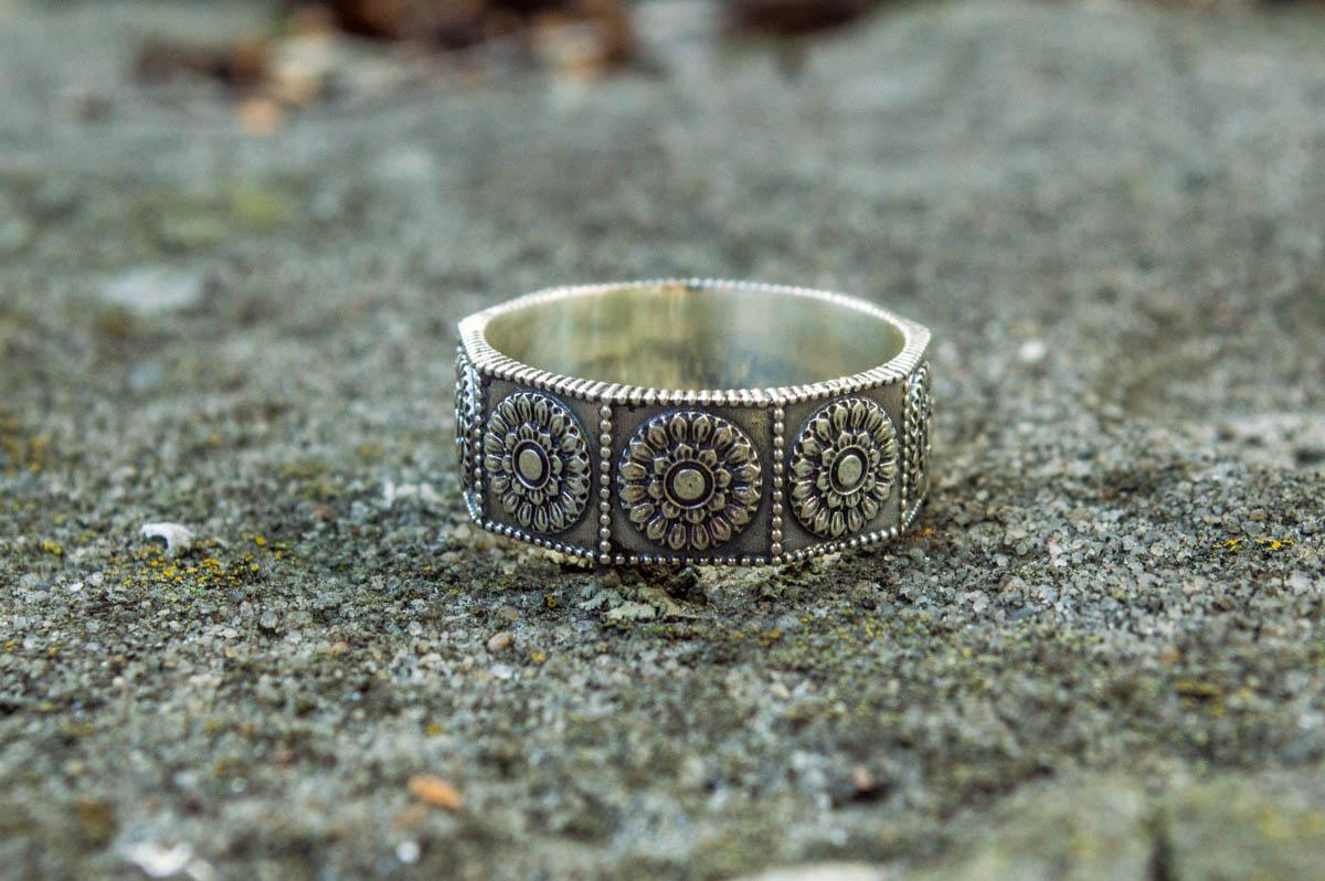 Handmade Ring with Ornament Sterling Silver Unique Jewelry-2