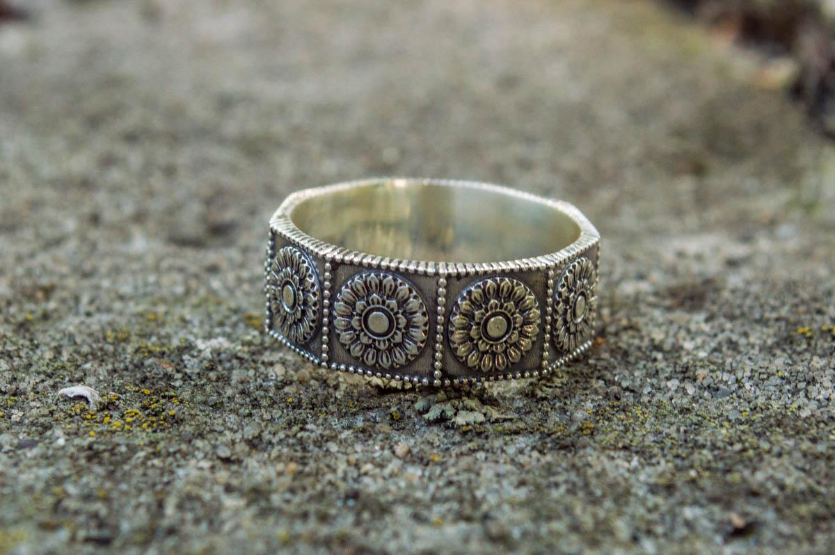 Handmade Ring with Ornament Sterling Silver Unique Jewelry-3
