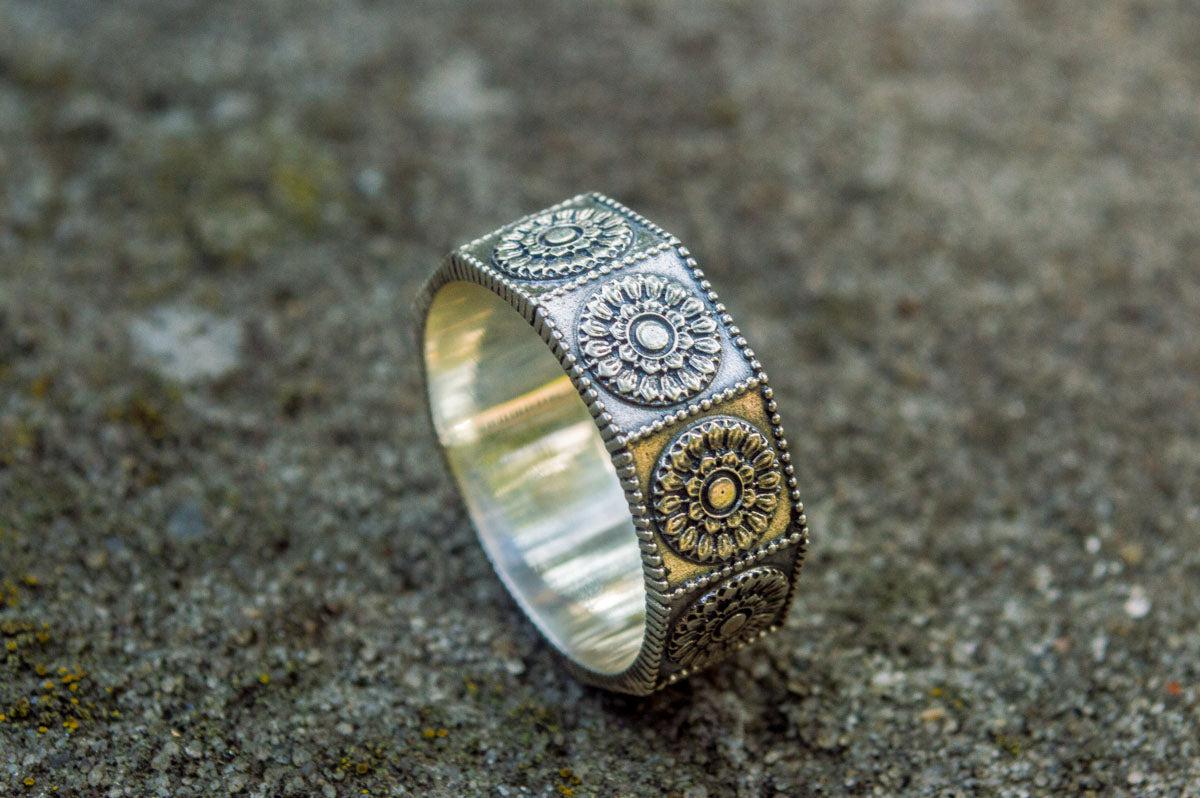 Handmade Ring with Ornament Sterling Silver Unique Jewelry-4