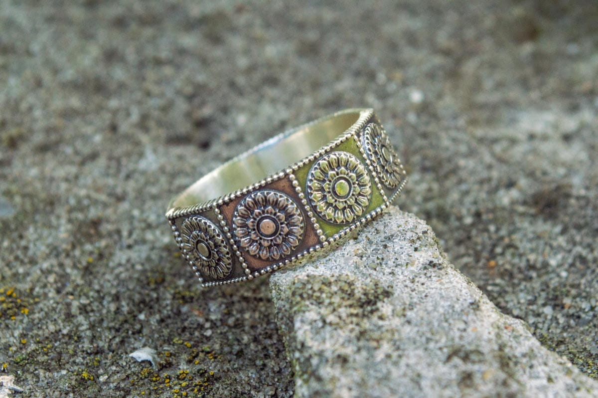 Handmade Ring with Ornament Sterling Silver Unique Jewelry-5