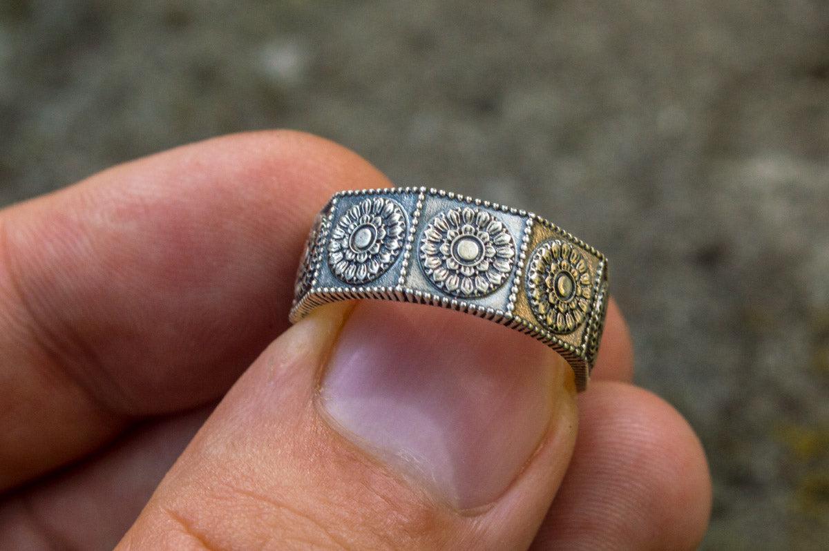 Handmade Ring with Ornament Sterling Silver Unique Jewelry-6