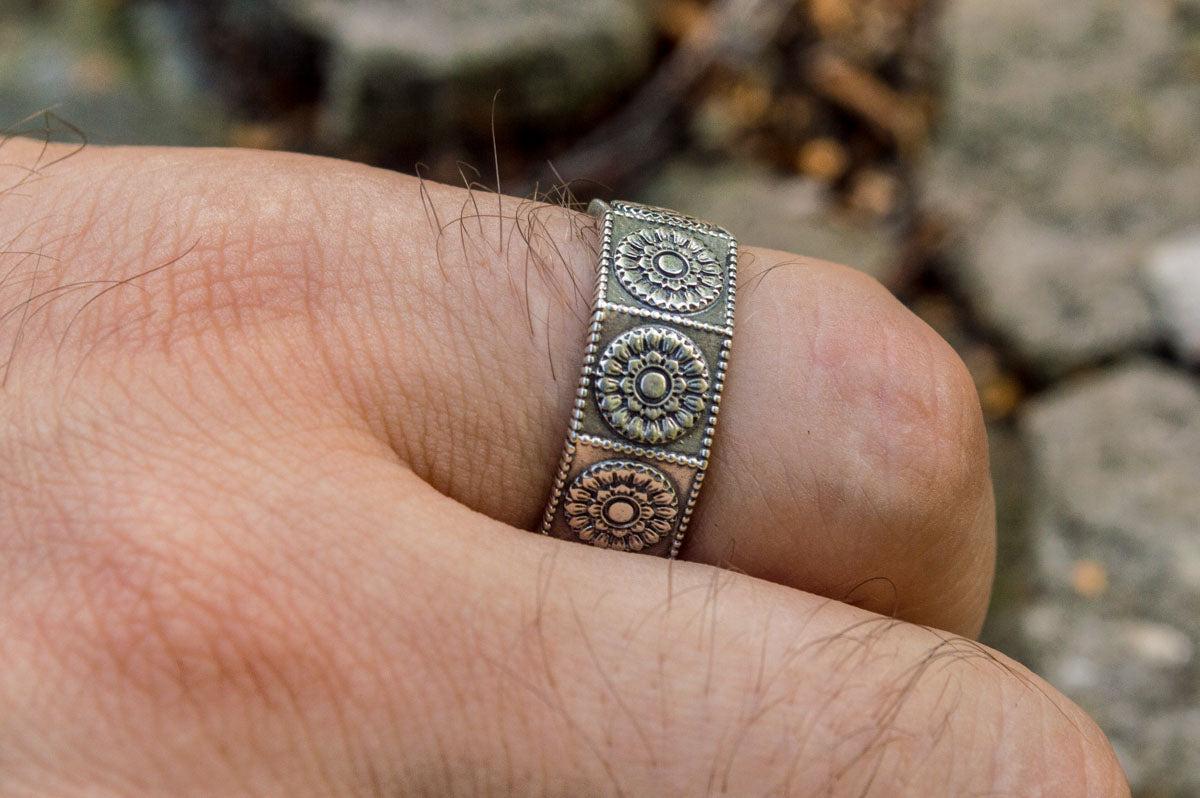 Handmade Ring with Ornament Sterling Silver Unique Jewelry-7