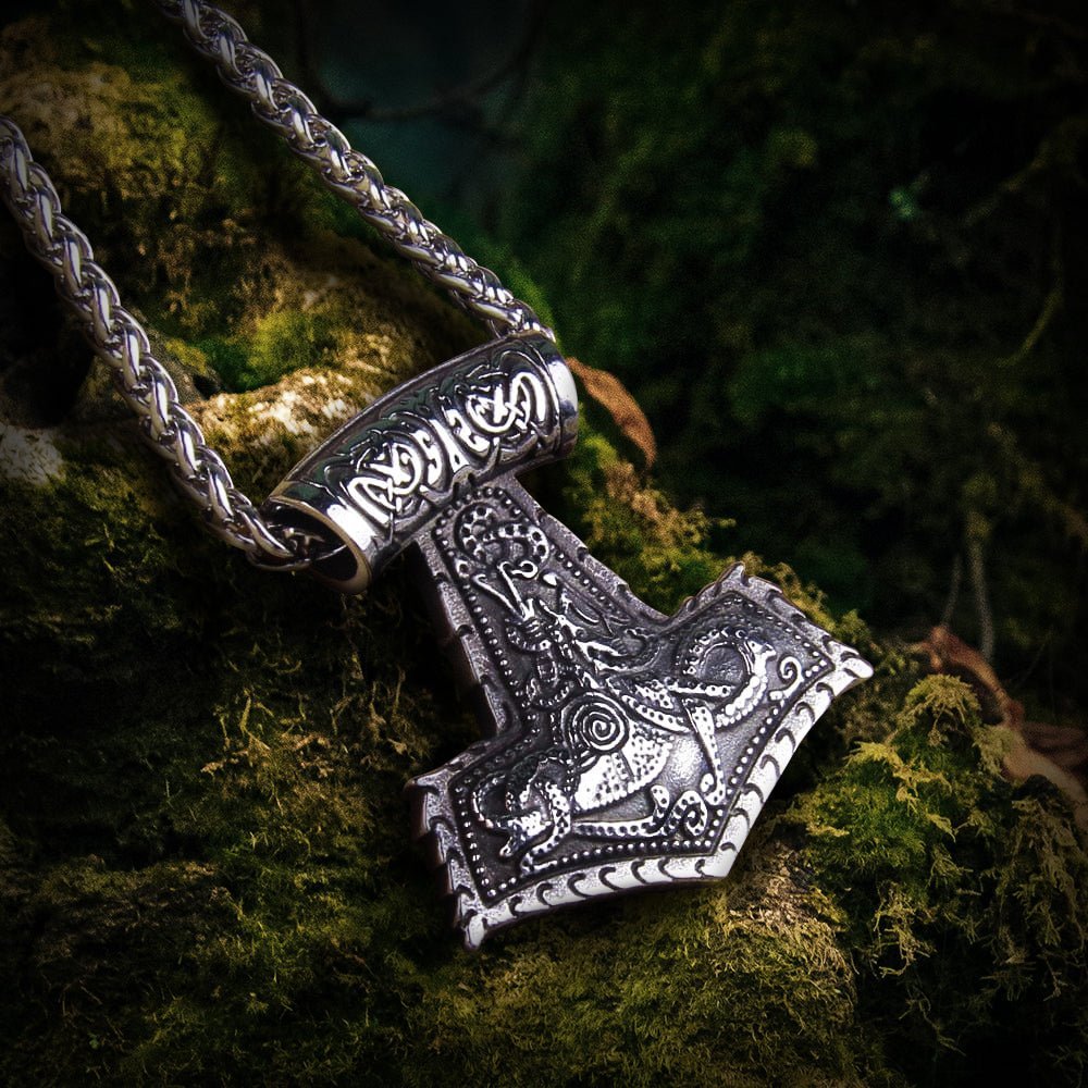 Heavy Thor’s Hammer Knotwork Viking Necklace