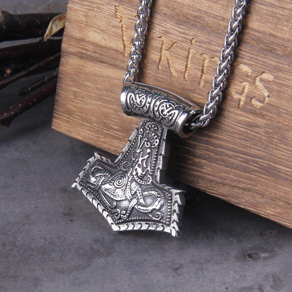 Heavy Thor’s Hammer Knotwork Viking Necklace