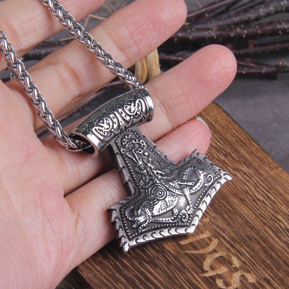 Heavy Thor’s Hammer Knotwork Viking Necklace