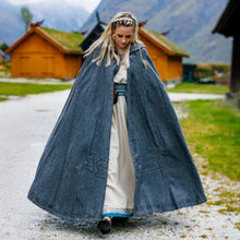 Handcrafted Hooded Viking Cloak | Embroidered with Wolf Head Clasp-2-Viking Warrior