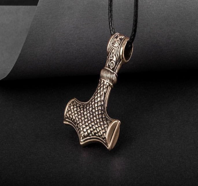 Huge Thor&#39;s Hammer Pendant Bronze Mjolnir from Mammen Village-2