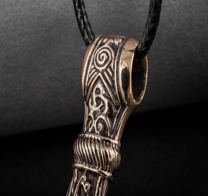 Huge Thor&#39;s Hammer Pendant Bronze Mjolnir from Mammen Village-3
