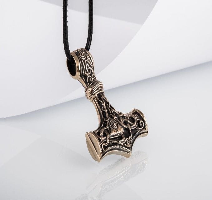 Huge Thor&#39;s Hammer Pendant Bronze Mjolnir from Mammen Village-5