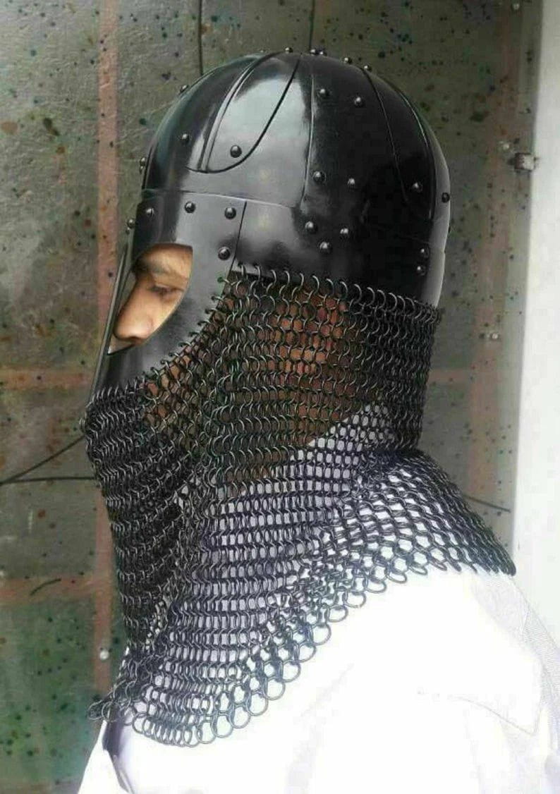 Viking Helmet - Barbute Chainmail Helmet