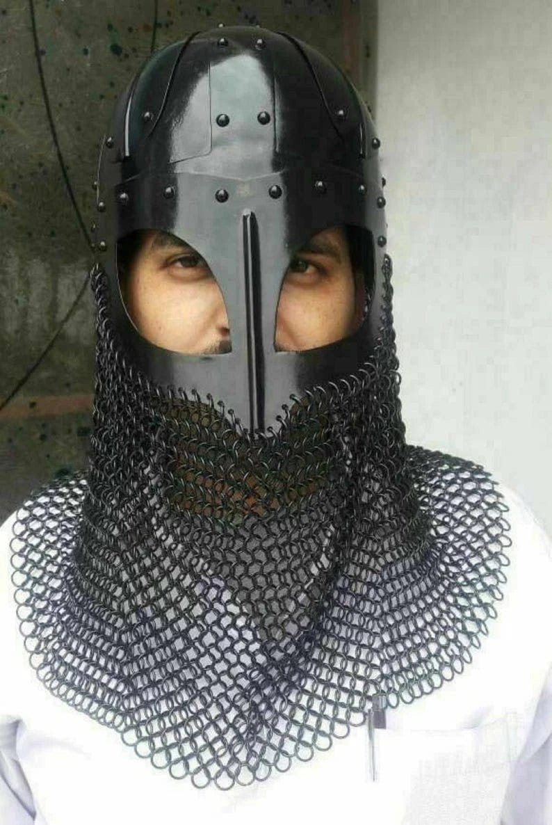 Viking Helmet - Barbute Chainmail Helmet
