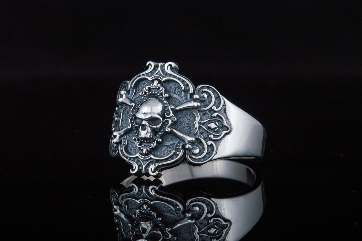 Jolly Roger Ring Sterling Silver Unique Handmade Jewelry-1
