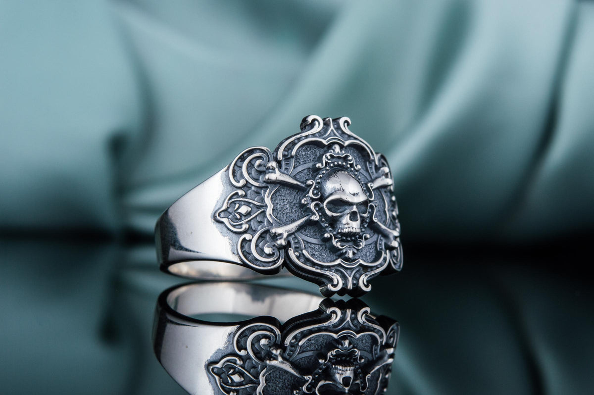 Jolly Roger Ring Sterling Silver Unique Handmade Jewelry-3