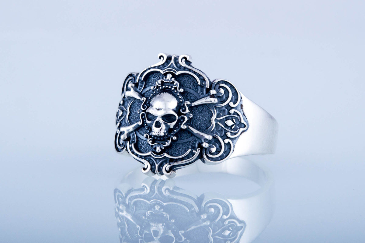 Jolly Roger Ring Sterling Silver Unique Handmade Jewelry-5