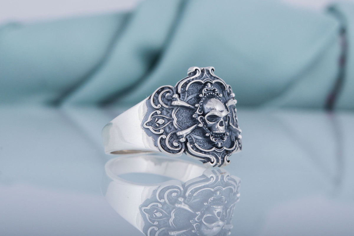 Jolly Roger Ring Sterling Silver Unique Handmade Jewelry-6