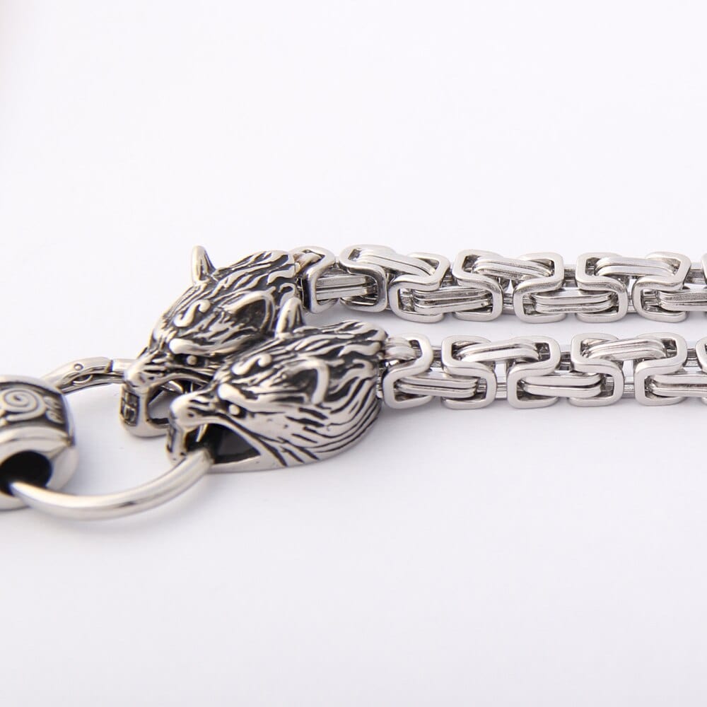 Heavy Knotwork Norse Thor&#39;s Hammer Square Link Geri Freki King&#39;s Chain