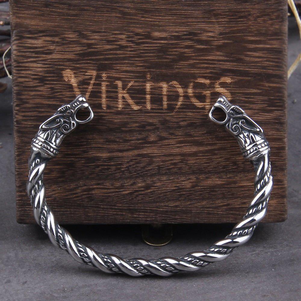 Knotwork Wolf Ragnarok Geri Freki Torc Bracelet Viking Warrior Co