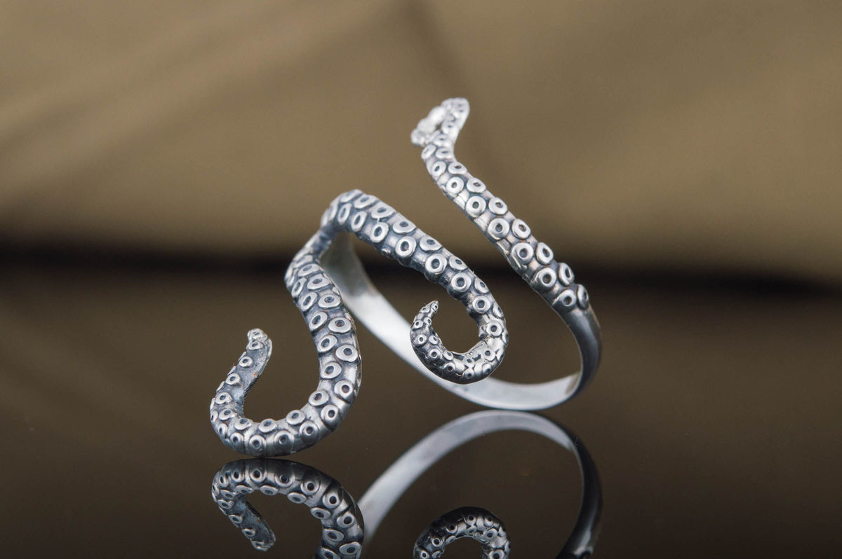 Kraken Ring Unique Animal Sterling Silver Ring Handcrafted Unique Jewelry-2