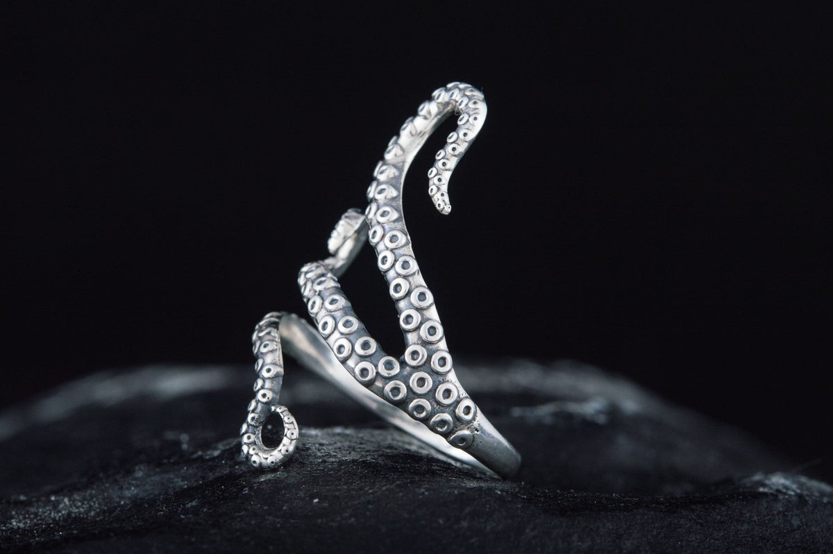 Kraken Ring Unique Animal Sterling Silver Ring Handcrafted Unique Jewelry-4