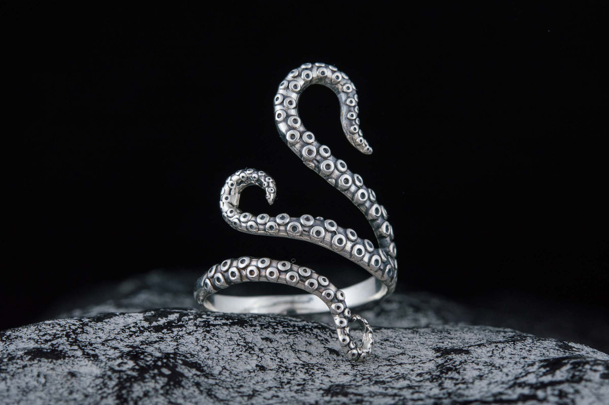 Kraken Ring Unique Animal Sterling Silver Ring Handcrafted Unique Jewelry-5