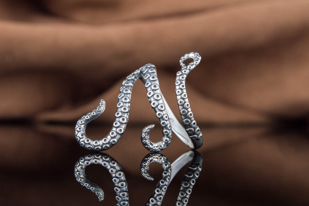 Kraken Ring Unique Animal Sterling Silver Ring Handcrafted Unique Jewelry-6