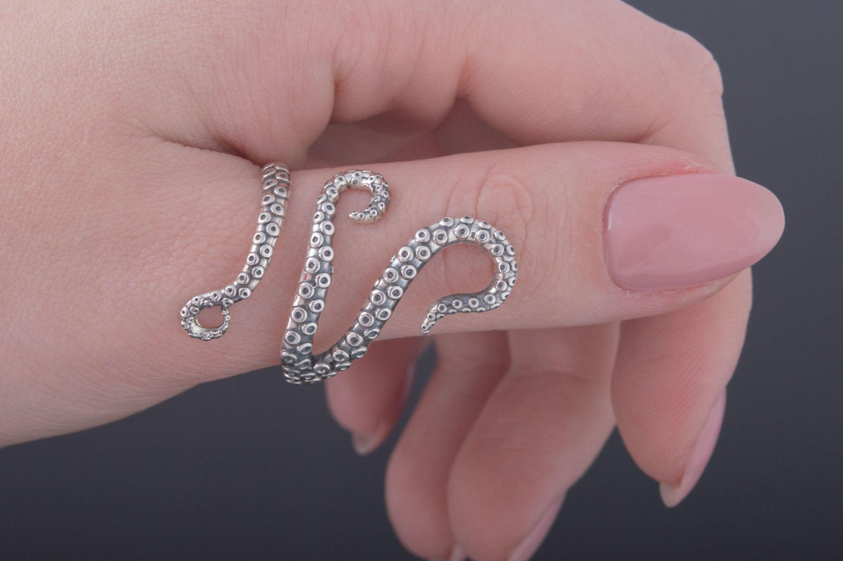 Kraken Ring Unique Animal Sterling Silver Ring Handcrafted Unique Jewelry-7