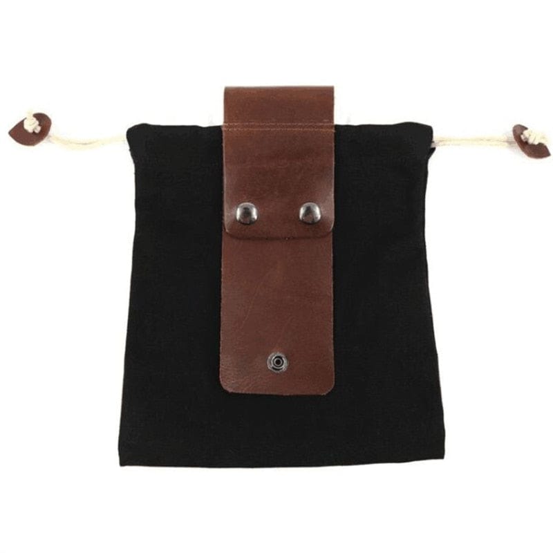 Black Leather &amp; Waxed Canvas Viking Foraging Pouch Belt Bag