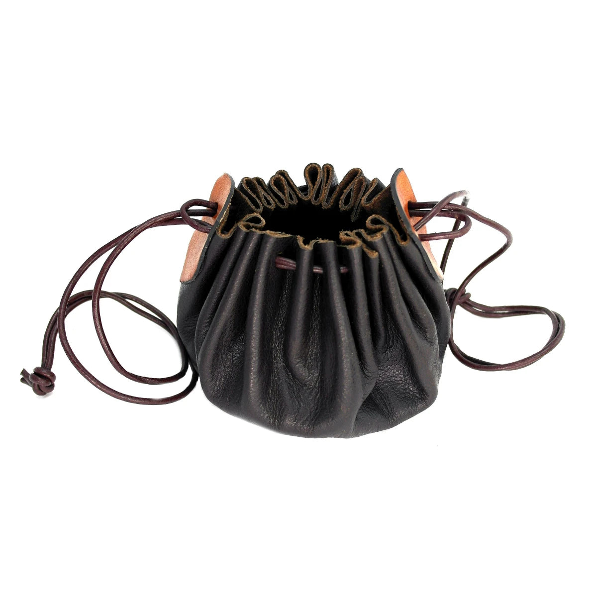 Authentic Brown Leather Viking Pouch | Drawstring Closure