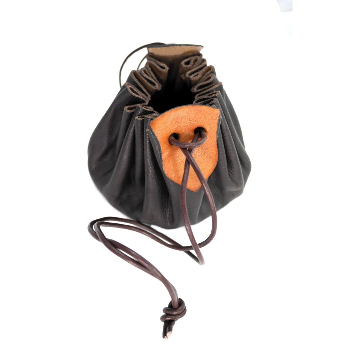 Authentic Brown Leather Viking Pouch | Drawstring Closure
