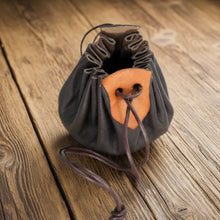 Authentic Brown Leather Viking Pouch | Drawstring Closure