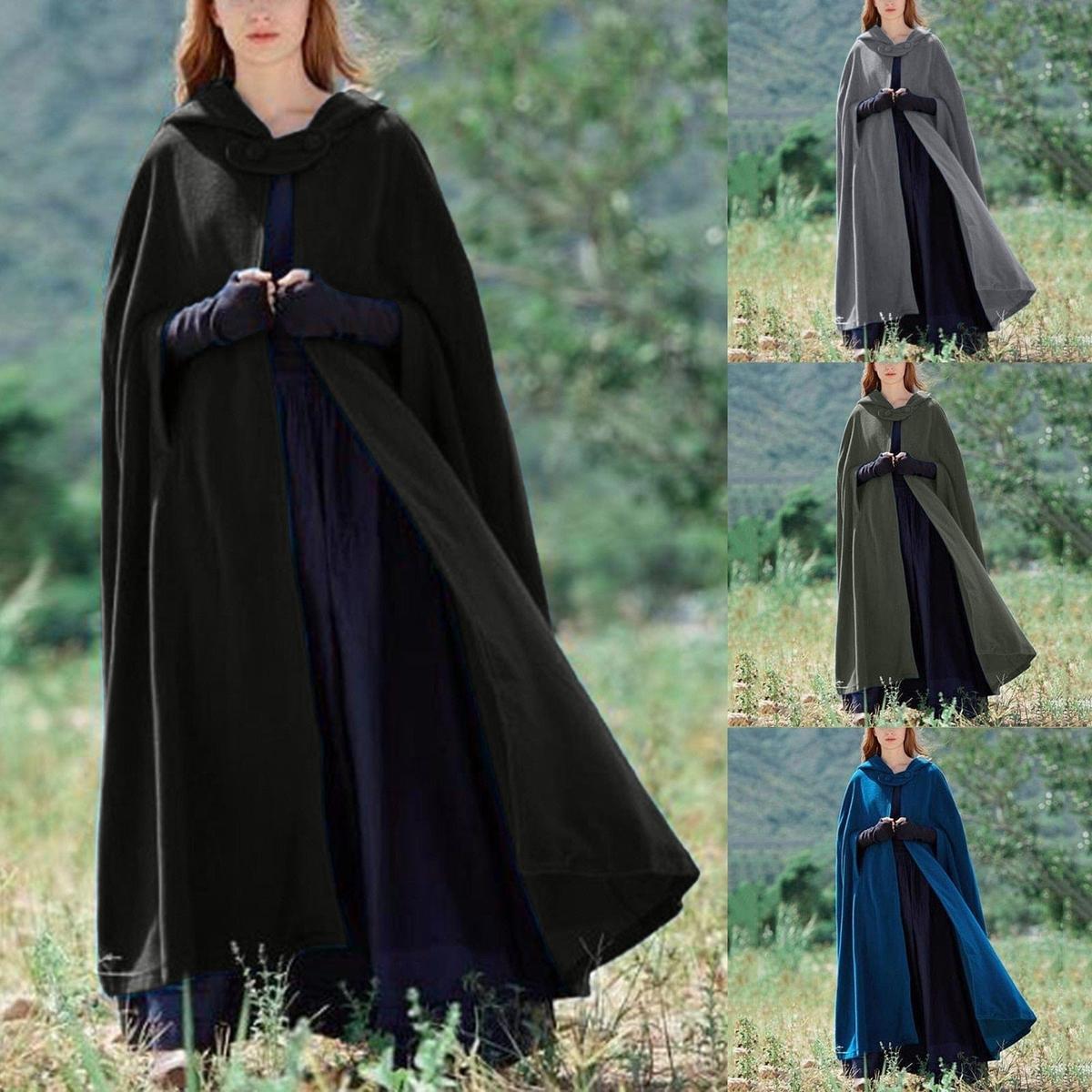 Long Winter Button-Closure Cloak in Multiple Colors 