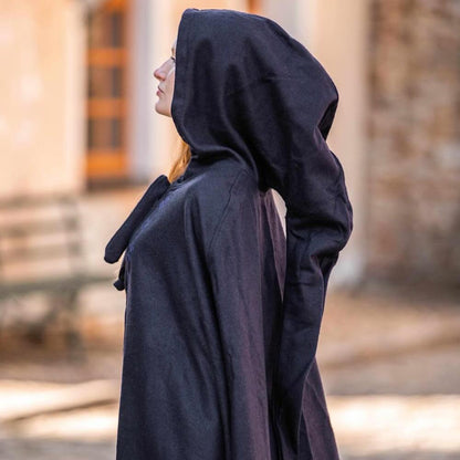 Long Wool Viking Cloak | Hand-Stitched Embroidery-5-Viking Warrior