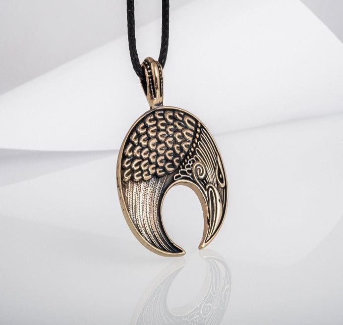 Lunula Pendant Bronze Female Necklace with Raven Symbol-4