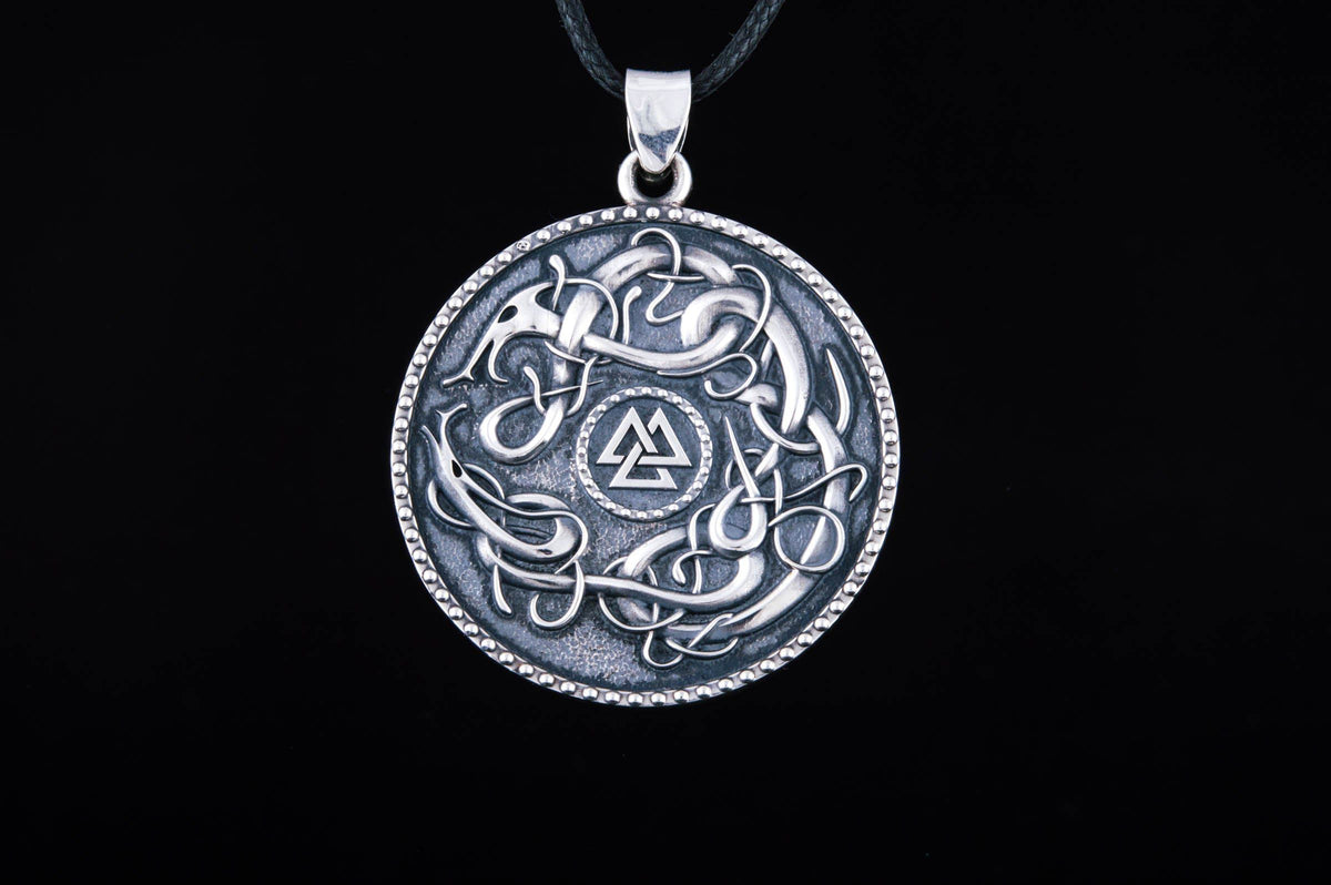 Massive Viking Ornament Pendant with Valknut Symbol Viking Jewelry-2